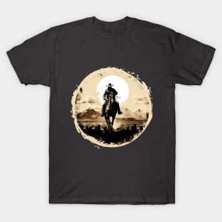 Riding the Moonlit Range: Cowboy Silhouette T-Shirt